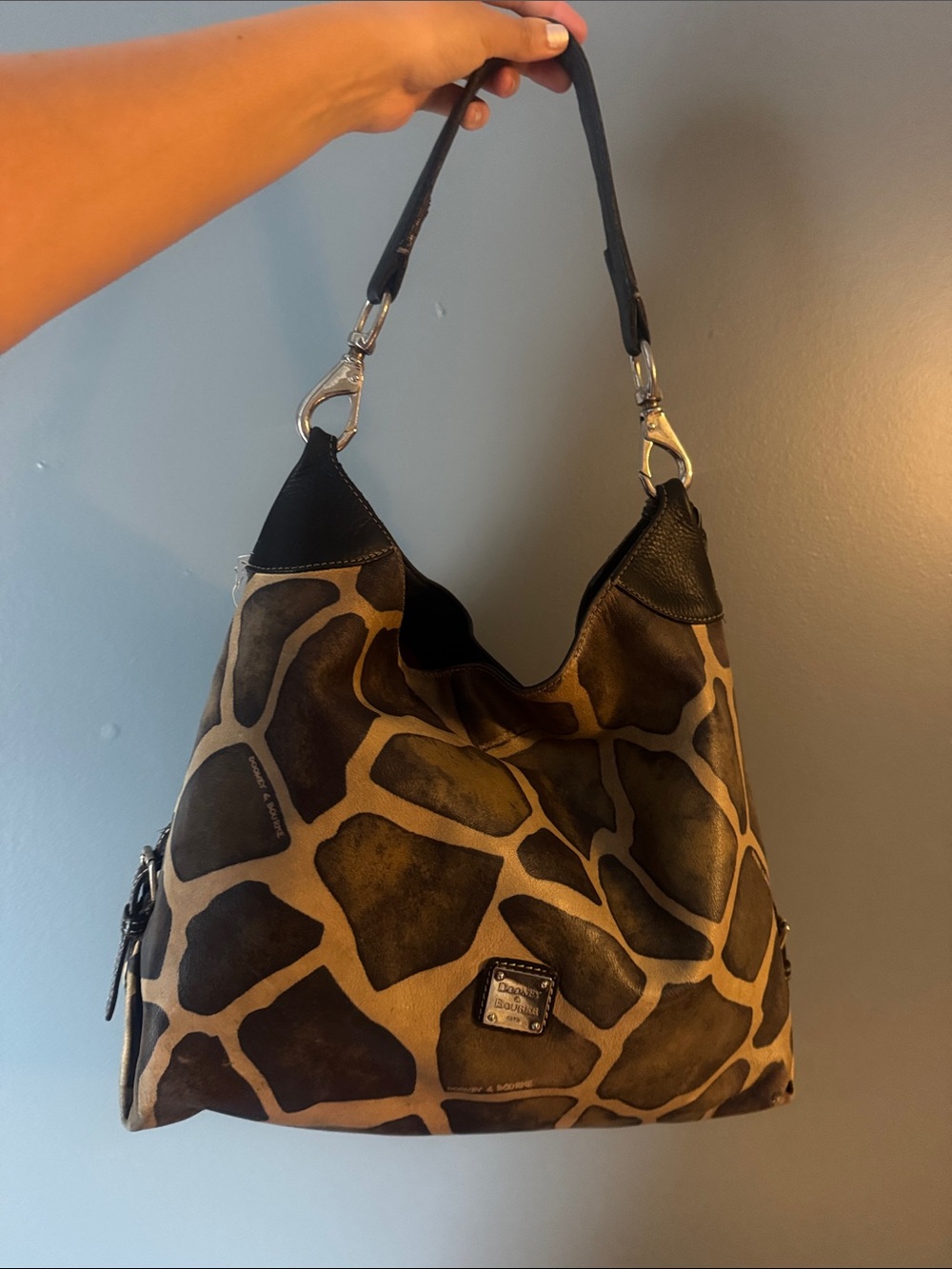 Dooney & Bourke Giraffe-Print Hobo Bag in Brown and Tan